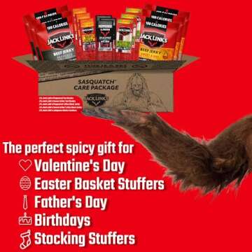 Jack Link's Spicy Beef Jerky Gift Basket Variety Pack - Includes Beef Jerky, Meat Sticks, and Beef Steaks, Great Gift for Men, Perfect Hunting Trip Snacks, 15-Piece Assorted Spicy Jerky Gift Pack