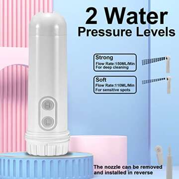 Portable Bidet - Mini Foldable Handheld Personal Travel Bidet with 2 Pressure Options Electric Sprayer Toilet for Personal Hygiene Cleaning/Soothing Postpartum Care/Perineal & Hemmoroid Treatment