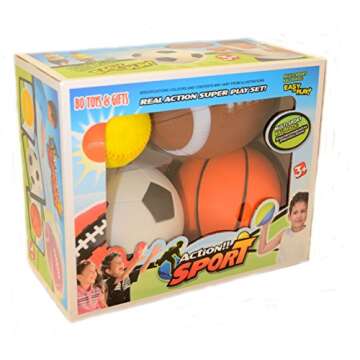 Set of 4 Sports Balls for Kids (Soccer Ball, Basketball, Football, Tennis Ball) By Bo Toys