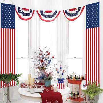 4th of July Decorations Outdoor - Hanging American Flag Banners Stars and Stripes Porch Sign -Patriotic Memorial Day Decor Party Supplies for July Fourth Independence Labor - Red White Blue (2 Pcs)