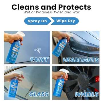 Wet or Waterless Car Wash Wax 128 Fl. oz, UV Protection. Cleans, Protects, and Shines. Aircraft Quality Just Spray On and Wipe Dry Anywhere, Anytime, Home, Office, School, Garage, Parking Lots.