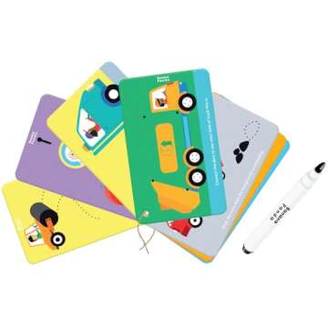 Let’s Write and Wipe Preschool Learning Activities - Vehicles - 56 Pages of Creative Tasks on Dry-Erase Cards with Marker Promote Early Learning Basics and Motor Skills, for kids ages 3 - 5 years