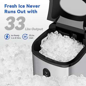 Zstar Nugget Ice Maker Countertop, 34Lbs/24H, Portable Ice Machine with Ice Scoop, Rapid Ice Making in 6-8min, Self-Auto-Cleaning & Timer Function, 45db, Chewable Pellet Ice Maker with Ice Basket