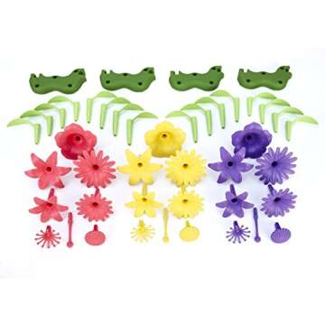 Green Toys Build-a-Bouquet, 4C - 44 Piece Pretend Play, Motor Skills, Building and Stacking Kids Toy Set. No BPA, phthatates, PVC. Dishwasher Safe, Recycled Plastic, Made in USA.