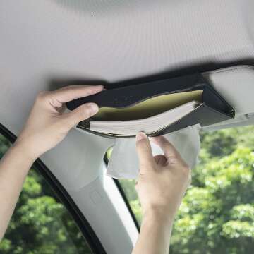 PU Leather Car Tissue Holder - Visor Napkin Case