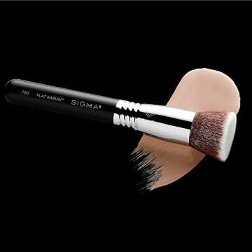 Sigma Beauty F80 Flat Kabuki Brush – Flat Top Kabuki Foundation Brush and Professional Grade Makeup Brush with Ultra-Soft Fibers for Blending Liquid & Cream Makeup Products (Black, 1pc)