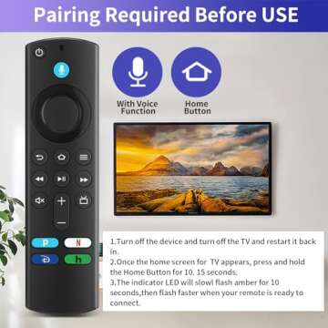 L5B83G (3rd Gen) Replacement Voice Remote Fit for Amazon Smart TV Cube (1st Gen, 2nd Gen), Fit for Amazon Smart TV Stick (4K, 4K Max, Lite), Fit for Amazon Smart TV Stick(2nd Gen,3rd Gen)