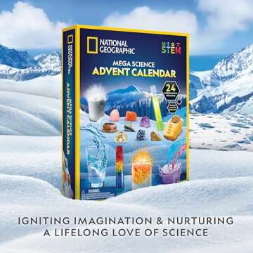 NATIONAL GEOGRAPHIC Science Kit & Rock Collection Advent Calendar 2024 – Jumbo Advent Calendar with 24 Days of Science Experiments, Gemstones & More for Kids, STEM Projects for Kids Ages 8-12