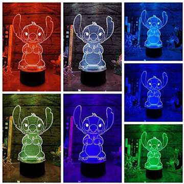 3D LOUHH Stitch Night Light - Colorful LED Lamp for Kids