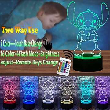 Colorful 3D LOUHH Stitch Night Light for Kids