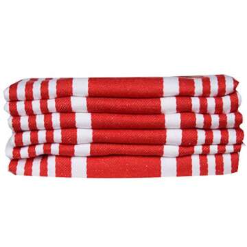 Urban Villa Kitchen Towels (20x30 Inches 6 Pack) Extra Large Premium Dish Towels for Kitchen Red & White Dish Cloths Highly Absorbent 100% Cotton Kitchen Hand Towels with Hanging Loop Tea Towels