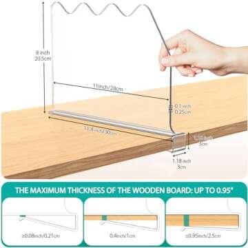 SOYO 6 PCS Shelf Dividers for Closet Organization, Durable Acrylic Clear Closet Shelf Divider for Wood Shelf, Adjustable Clear Shelf Separators for Closet, Bedroom, Kitchen and Office