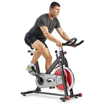 Sunny Health & Fitness Indoor Cycling Exercise Bike with Heavy-Duty 49 LB Chrome Flywheel, Stationary Bike with Customizable Comfort with 275 LBS. Max Weight - ‎SF-B1002