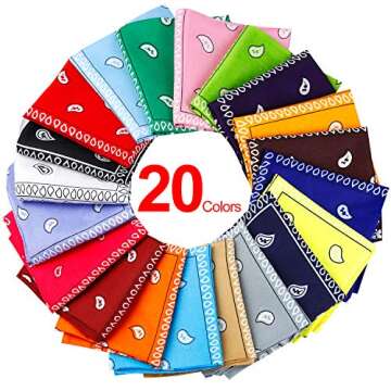 20 Pcs Assorted Bandanas Paisley Cowboy Polyester Headbands 22x22 inch