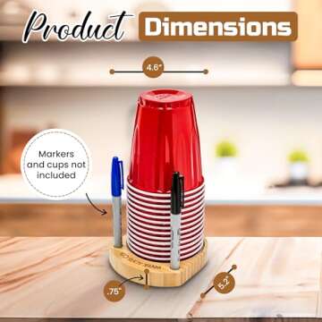 Party Cup Holder with Marker Slots | Wooden Cup Organizer | Mark Your Cup for Parties & Events | Hosting Essential by Truvalent