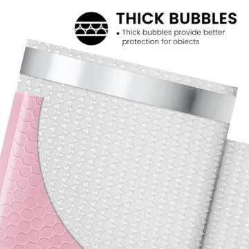 Fuxury Bubble Mailers 6x10" 100 Pack Light Pink Padded Envelopes Usable Size 6x9" Self Seal Mailing Envelopes Bubble Padded Shipping Bags for Mailing,Packaging, Small Business, Boutique, Bulk #0