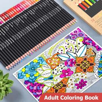 Soucolor 72-Color Colored Pencils for Adult Coloring Books, Back to School Supplies, Soft Core, Artist Drawing Sketching Pencils Set, Art Supplies Kit Gifts for Kids Teens Beginners Blending Shading