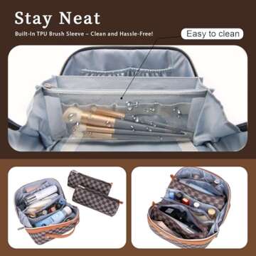 Travel Makeup Bags Set of 3 - PU Leather Organizers