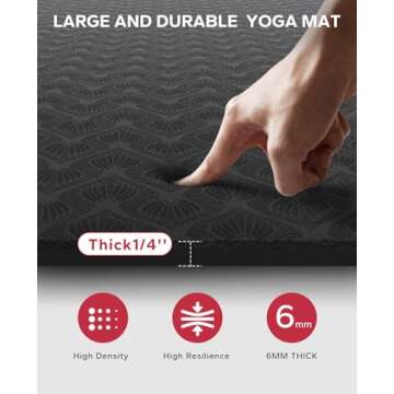 HAPBEAR Extra Large Yoga Mat - 72"x48"x6mm (1/4 inch), Non-Slip, Durable, Eco-Friendly, Thick Wide Exercise Mat for Home Workouts, Yoga, Pilates, Stretching, Meditation (Barefoot Exercise)