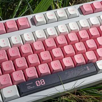 mintcaps Pink White PBT Mecha Keycaps 138 Keys XDA Profile Custom Cute Dye-Sublimation Keyboard Keycaps Set for Cherry MX Gateron Kailh Switches Mechanical Keyboards