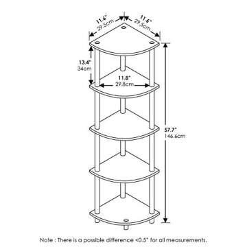 Furinno Turn-N-Tube 5 Tier Corner Display Rack Multipurpose Shelving Unit, 1-Pack, Dark Walnut