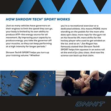 ONNIT Shroom Tech Sport: Clinically Studied Preworkout Supplement with Cordyceps Mushroom (28ct)