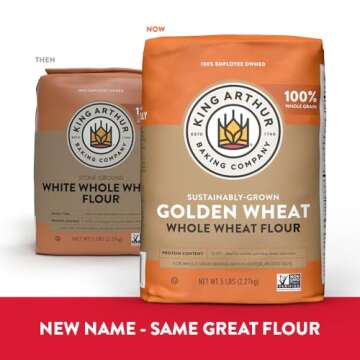 King Arthur Golden Wheat Flour: Formerly White Whole Wheat Flour, All Purpose Flour, Non-GMO, Kosher Certified, 5lb bag