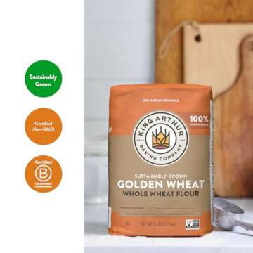 King Arthur Golden Wheat Flour: Formerly White Whole Wheat Flour, All Purpose Flour, Non-GMO, Kosher Certified, 5lb bag