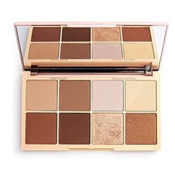 Makeup Revolution X Roxxsaurus Highlighter & Contour Palette, Sculpt, Define & Illuminating Makeup Palette, 8 Shades, Vegan & Cruelty Free, 8 x 0.052 oz.