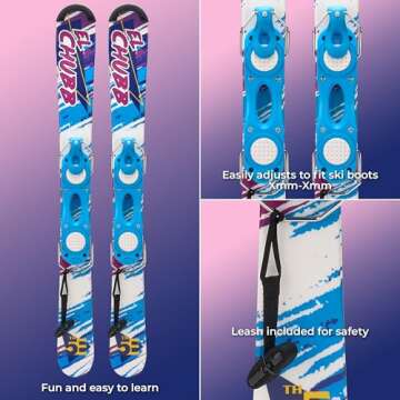 5th Element El Chubb Ski Blades, Ski Boards, Snow Blades for Men and Adult with Adjustable bindings -Twin Tip Freestyle Mini Skis Short Skis -for Tricks, All Mountain Snow Skiing