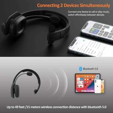 LEVN Bluetooth Headset with Mic & Noise Cancelling