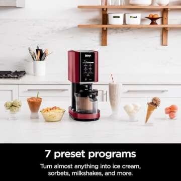 Ninja NC301 CREAMi, Ice Cream, Gelato, Milkshake, Sorbet, and Smoothie Bowl Maker, 7 One-Touch Programs, Red (Renewed)