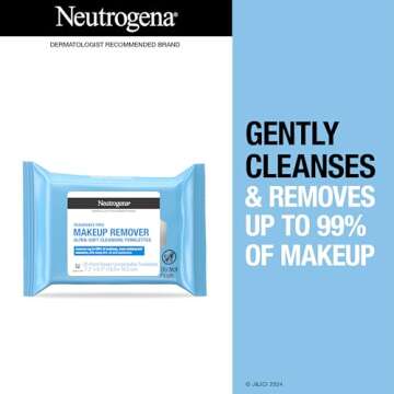 Neutrogena Fragrance-Free Makeup Remover Wipes, Daily Facial Cleanser Towelettes, Gently Removes Oil & Makeup, Alcohol-Free Makeup Wipes, 25 ct