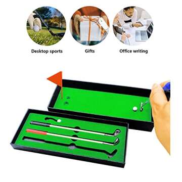 Golf Pen Set & Mini Desktop Golf Putting Green Game - Gifts for Adults, Kids, Dad, Mom, Men, Women, Boss, Coworkers, Teen Boys - Funny Office Desk Toys and Unique Christmas Stocking Stuffers Gifts