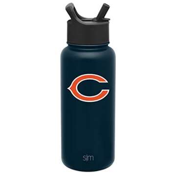 Simple Modern Officially Licensed NFL Chicago Bears Water Bottle with Straw Lid | Vacuum Insulated Stainless Steel 32oz Thermos | Summit Collection | Chicago Bears