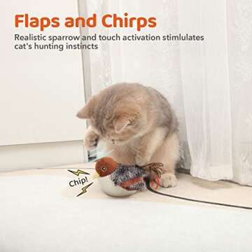 Potaroma Cat Toys Flapping Bird Sparrow - Interactive Fun for Kittens