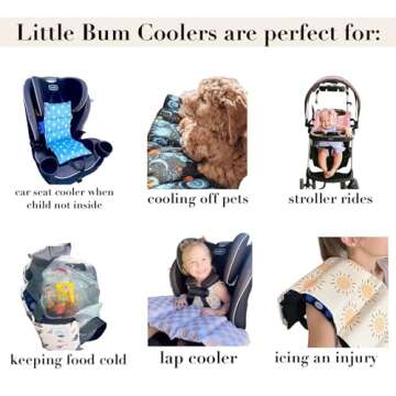 LITTLE BUM COOLERS Original Car Seat Cooler Washable Insulated Ice Pack Infant Car Seat Cooling Cushion Mat for Hot Weather Multifunctional Baby Cooling Pad (Lightning)