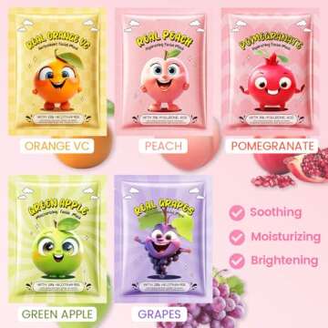 Kaely 10 Pack Fruit Face Masks for Kids, Spa Party Facial Mask Skincare Set, Sheet Masks Skin Care