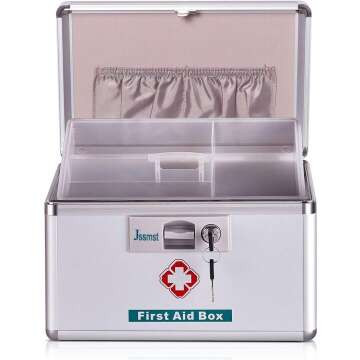 Jssmst Locking Medicine Box for First Aid Essentials