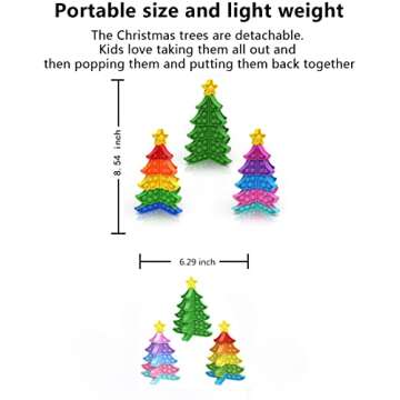 Push Bubble Pop Fidget Sensory Toy Autism Special Needs Silicone Stress Reliever Toy 3D Christmas Tree Pop Fidget Toy for Adult Children Intelligence Toys (3 pc -Total Three Colors)