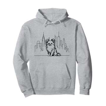 Chihuahua in New York City line art for NY dog lovers Pullover Hoodie