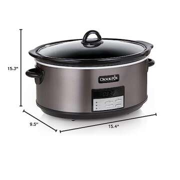 Crock-Pot Large 8-Quart Programmable Slow Cooker with Auto Warm Setting, Black Stainless Steel (Pack of 1)