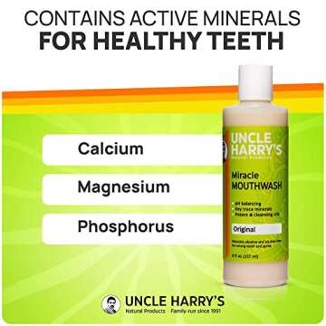 Uncle Harry's Natural Alkalizing Miracle Mouthwash | Adult & Kids Mouthwash for Bad Breath | pH Balanced Oral Care Mouth Wash & Mouth Rinse (8 fl oz)