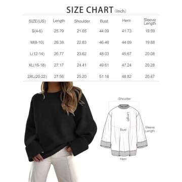 LILLUSORY Oversized Sweater Womens 2024 Fall Fashion Outfits Pullover Long Tunic Old Money Winter Clothes Cute Crewneck Trendy Knit Chunky Warm Knitted Top Black