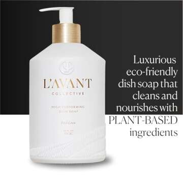 L'AVANT Collective High Performing Dish Soap | Plant-Based Ingredients & High Performing Formula | Fresh Linen Scent | Reusable Glass Bottle I 16 FL oz/473 mL