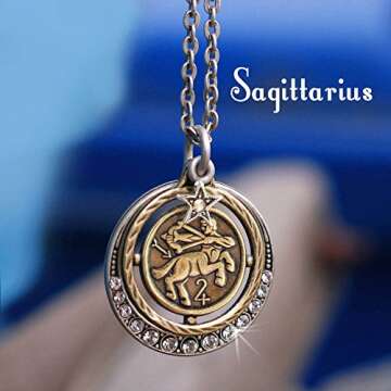 Sweet Romance Sagittarius Zodiac Sign Astrology Pendant Necklace - November and December Birthday Gifts