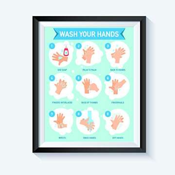 Wash Your Hands – Step by Step Guide – 16 x 20 – LAMINATED – Hand Washing – Germs – Cold Flu Print – Bathroom Decor – Wall Art – Hygiene Poster – Health Class – Coronavirus – Public Restroom – Schools