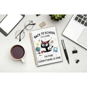 Funny Black Cat Spiral Notebook for Office Use