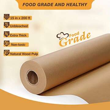 Unbleached Parchment Baking Paper Roll - 15" x 200 ft for Cooking & Baking