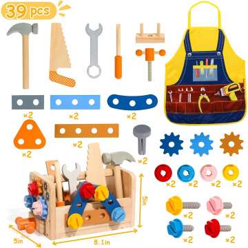 TONZE Kids Tool Set - 39-Piece STEM Construction Toys